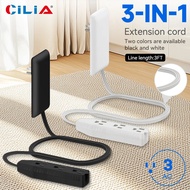 Flat-face Outlet Extender With 3 Receptacles, Ultra-thin Wall Plate Plug With Cord Extender And 3-ou
