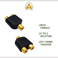 5Audio RCA Y Splitter Adapter 1 to 2 Female Audio Jack for Mixer Home Theater Soundbar Sound Amplifier Converter Video