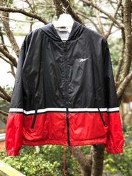 USA vintage 古著 Reebok 黑色撞色喜洋洋風衣連帽風衣 made in Taiwan