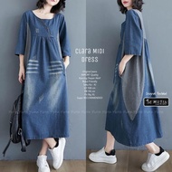 CLARA MIDI DRESS / dress jeans jumbo terbaru oversize dress casual BR