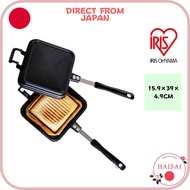 IRIS OHYAMA Filled Hot Sandwich Maker, direct flame type, gas flame only, single, inside press, easy to clean, black, 15.9 x 39 x 4.9cm GHS-S