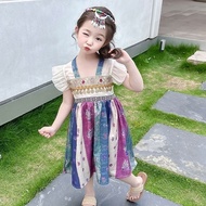 Girls Ethnic Dress Puff Sleeve Princess Dress Tsuba Ethnic Dress
