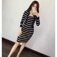 IMP [COD] + [GRATIS ONGKIR] Set 2in1 Dress Cardigan Rajut Salur Pocket / Setelan Baju Dan Celana Wan