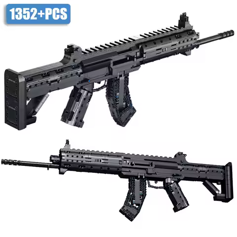 Military MOC 1352pcs QBZ-191 Gun Weapon Model Building Blocks Assemble Bricks DIY Automatic Rifle To