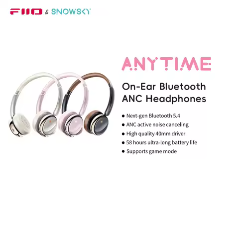 FiiO ANYTIME Bluetooth 5.4 Wireless Headphone Noise Cancelling Bluetooth Earphones Hi-Res Wireless O