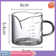 Graceful 70 75ml Espresso Shot Glass Double Spout Glass Measuring Cup Heat-Resistant Handle Clear Scale Wine Milk Coffee Measure Jug