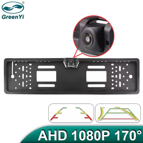 GreenYi 170° 1080P HD AHD EU European Vehicle Rear View Camera Number License Plate Frame Car Camera