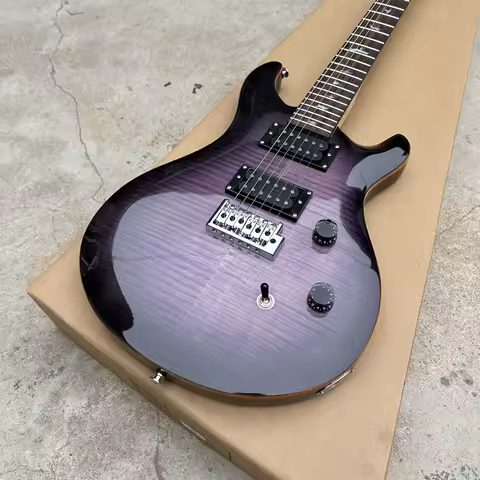 Purple PRS black surrounded Electric Guitar Flame Maple top Solid mahogany Wood Body Free shipping