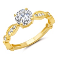 MAX + STONE 1 Carat Cubic Zirconia Engagement or Anniversary Ring for Women with Marquise Band in 10