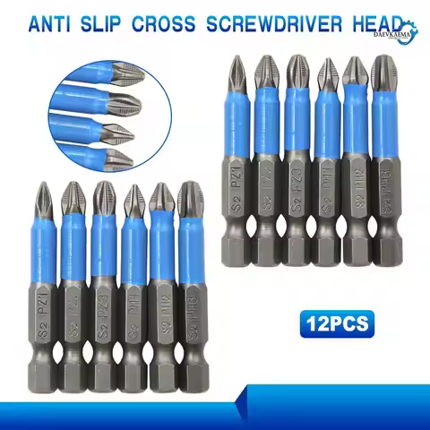 12pc S2 Steel Anti Slip Hex Shank Non-Slip Screwdriver Bits Electric Screwdriver Tool Set PH1/PH2/PH