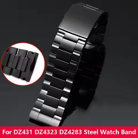 26mm Mens stainless steel bracelet for diesel DZ4318 DZ4283 watch band curved end solid metal watchb