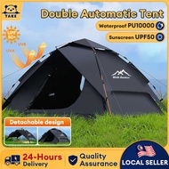 TAKE Khemah Camping Tent Waterproof 3/4 Person Outdoor Khemah Tidur Auto Tent Silver coating Anti-UV