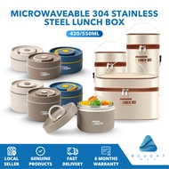 Microwaveable 304 Stainless Steel Lunch Box - Round Insulated, Sealed Thermos Food Container