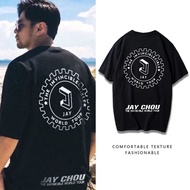 Street T-Shirt Loose Half-Sleeved Hip-Hop Clothes Clothes CHOU JAY CHOU JAY Male Female Concert Support Collision