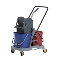 Double Bucket Cleaning Mop Press Wringer Trolley Plastic Handle Trolley Bucket Wheel Wringer Mop