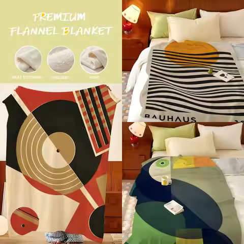 Design B-Bauhaus D-Design Throw Flannel Throw Blanket, Lightweight Cozy, Durable Washable Cute Cool