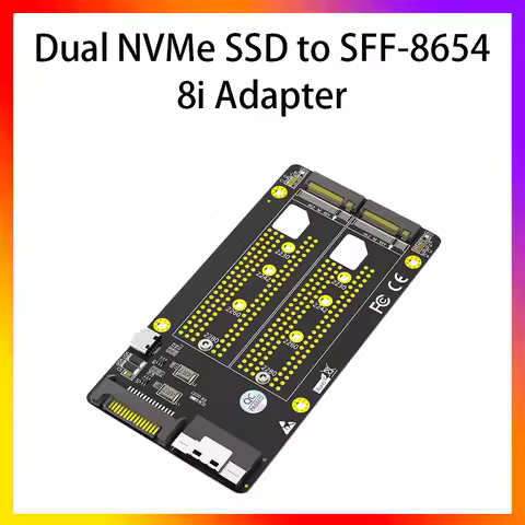Dual 2X M.2 NVME SSD to Slimline SFF-8654 8X Adapter Supports M.2 Nvme SSD In Format 2230/2242/ 2260