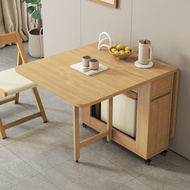 NGM Solid Wood Folding Dining Table Household Small Unit Multi Functional Portable Dining Table, Din