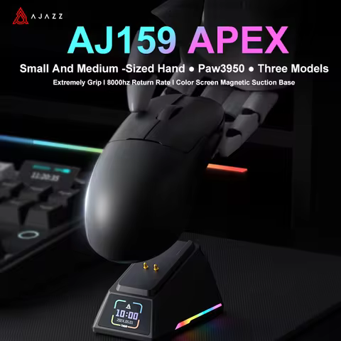 AJAZZ AJ159 APEX/AJ159PRO Wireless Gamer Mouse with RGB Magnetic Charging Base Lightweight AJ159P Ga