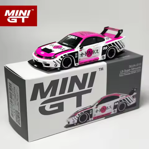 MINIGT 1:64 Pink LG-Super Silhouette S15 SILVIA Auto Finesse SEMA 2023 alloy car model 781