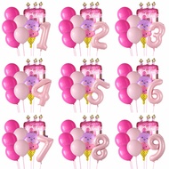 0~9 Birthday Cake Balloon Pink Girl First Birthday Decoration Balloon Adult Gift Scene Decoration De