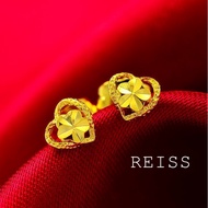 Saudi Gold 18k Pure Gold Love Earrings Vietnam Sand Gold Earrings Gold Earrings