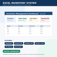 Excel Inventory System Template with Dashboard, Stock Alert, PO & Supplier Tracker