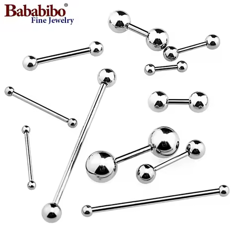 ASTM F136 Titanium Threaded Barbell Bar 6-38mm Body Jewelry Screw-in Tongue Nipple Cartilage Earring