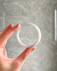 天然翡翠 緬甸 A玉 玉鐲 • 白底青幼條圓鐲D