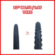 BICYCLE 20" X 1.75 / 1.95 BLACK RUBBER TYRE (PC)