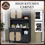 Kampungku Muji Rattan Style/High Kitchen Cabinet with Ceramic Top, Drawers & Soft Close Storages/Rat
