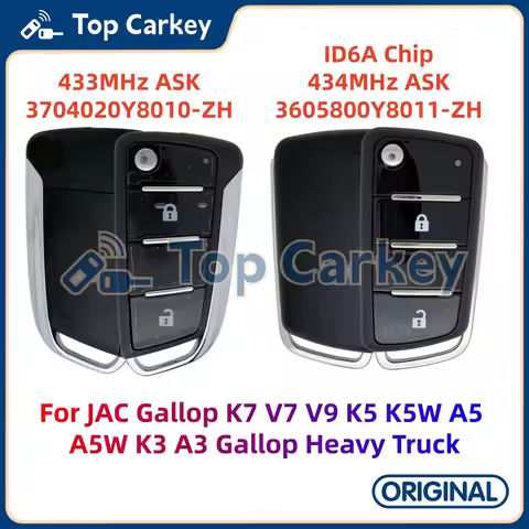 TopCarkey 3704020Y8010 3605800Y8011 Original Remote Key ID6A 433MHz for JAC Gallop K7 V7 V9 K5 K5W A