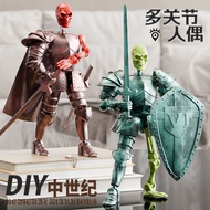 Multi-joint medieval armor knight armor knight skull dummy13 Doll Model Assembled Building Blocks Ha