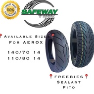 ✆▬SAFEWAY TIRE for AEROX JAPAN STANDARD TUBELESS 8 PLY RATING (Free Sealant/Pito)