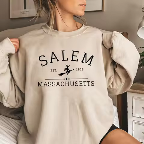 Salem Massachusetts Crewneck Halloween Sweatshirt Salem Witch Sweater Halloween Witchy Sweatshirts W