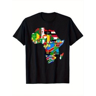 Love Africa With Flags Of Countries In Africa Map T-Shirt T-shirt Cotton Gift For Me