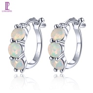 Lohaspie Jewelry Real Sterling Silver 925 Original Hoop Earring Natural Opal Rhodolite Garnet Hoop E
