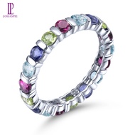 Lohaspie เครื่องประดับจริง2.2กะรัต925แหวนพลอยธรรมชาติ Rhodolite โกเมน Iolite แหวนบุษราคัมแหวนพลอยที่