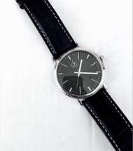 - Calvin Klein Men's Quartz Watch leather surround Black vintage watch ck watch made is Swiss CK皮帶手錶