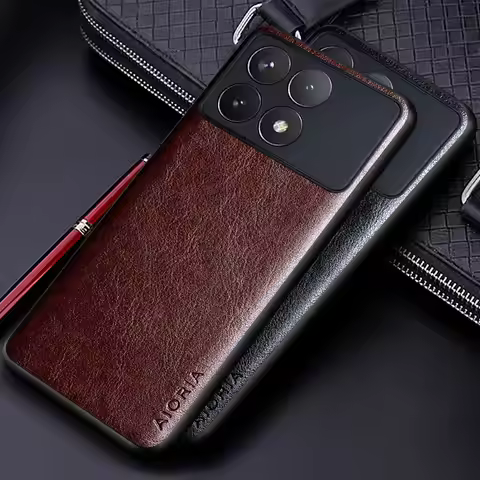 Luxury leather Case for Xiaomi Poco F6 F5 F4 F3 F2 Pro GT funda Business solid color Design Soft TUP