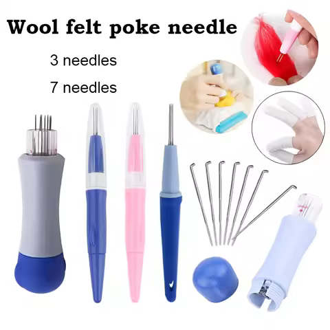 1/2 pcs Wool Felt 3/7 Needle Poke Set DIY Tool Needle Punch Shank 7 Needle Wool Tool Appliqué Craft 