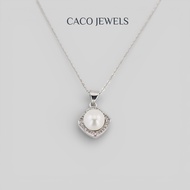 CACO 3A Premium Freshwater Pearl Necklace 925 Sterling Silver with Zirconia Diamond "Argent" (1 Piec