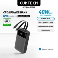 【3C  Certification】CUKTECH 20000mAh 40W Fast Charging Built-in Dual Cables Powerbank iP 38W Max Xiao