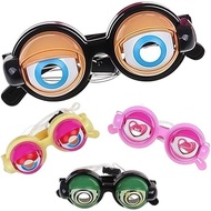 4pcs Funny Glasses for Adults, Crazy Eyes Glasses With Blinking Eyeball Silly Glasses for Costume Pa