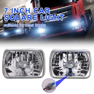 1 Pair 7 Inch 7x5 Car Square Headlight 6052 Square Glass Clear Lens Diamond Cut White Headlights Lam