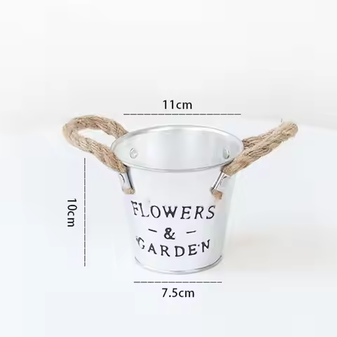 Farmhouse Flower Planter Metal Bucket Multipurpose Outdoor Indoor Decoration