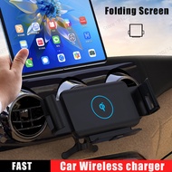For Samsung Galaxy Z Fold 5 4 2 3 Fold5 S24 Ultra S23 Ultra S22 5G S21 Ultra S20 5G Note 20 10 Plus HUAWEI Mate XS iPhone 13 12 Pro Max Fast Wireless Car Charger Stand Air outlet Phone Horizontal Navigation Holder