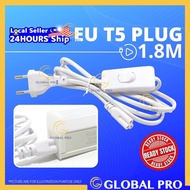 1.8M 3 Pins EU Switch Cable Wire LED T8 / T5 Connector 3 Pin Lamp Wiring Light Connector T5 LED Tube