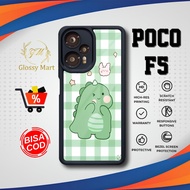 Latest P0C0 F5 Case - P0C0 F5 - Cute Dino Motif - Premium Glossy Softcase Hardcase Material - P0C0 G