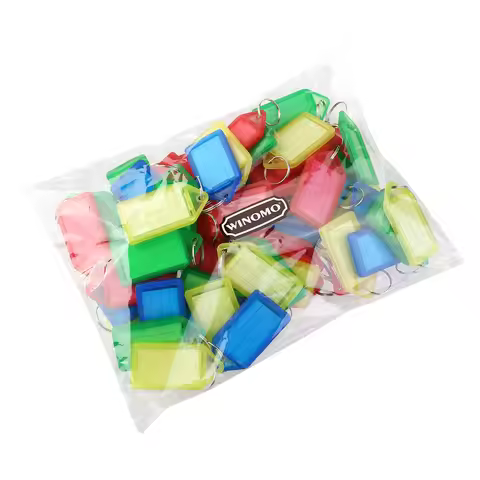 60Pcs Multi-Color Plastic Key Id Tags Key Fobs with Strong Rings for Luggage Labels Naming Keys Hote